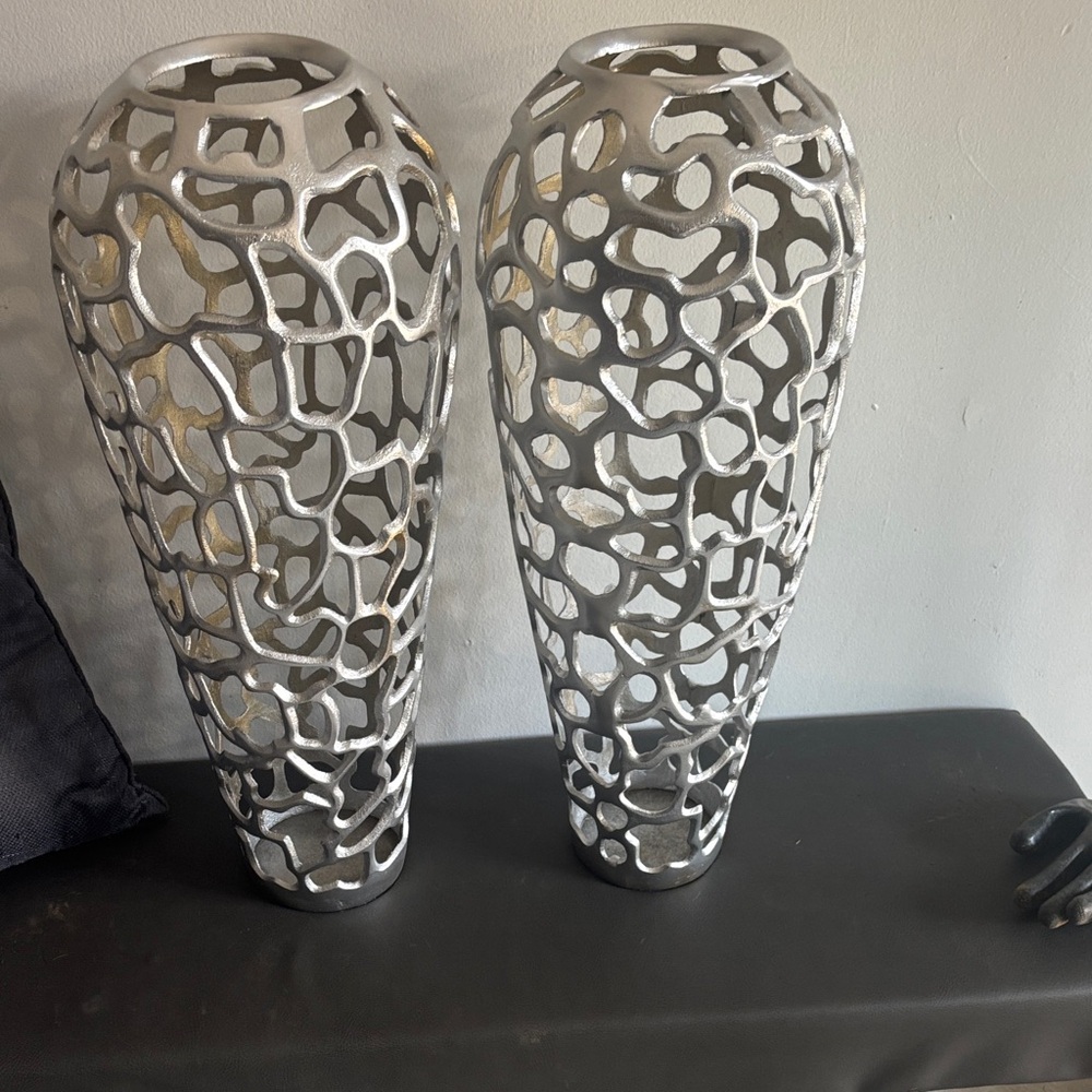 Elegant Silver Decorative Vases